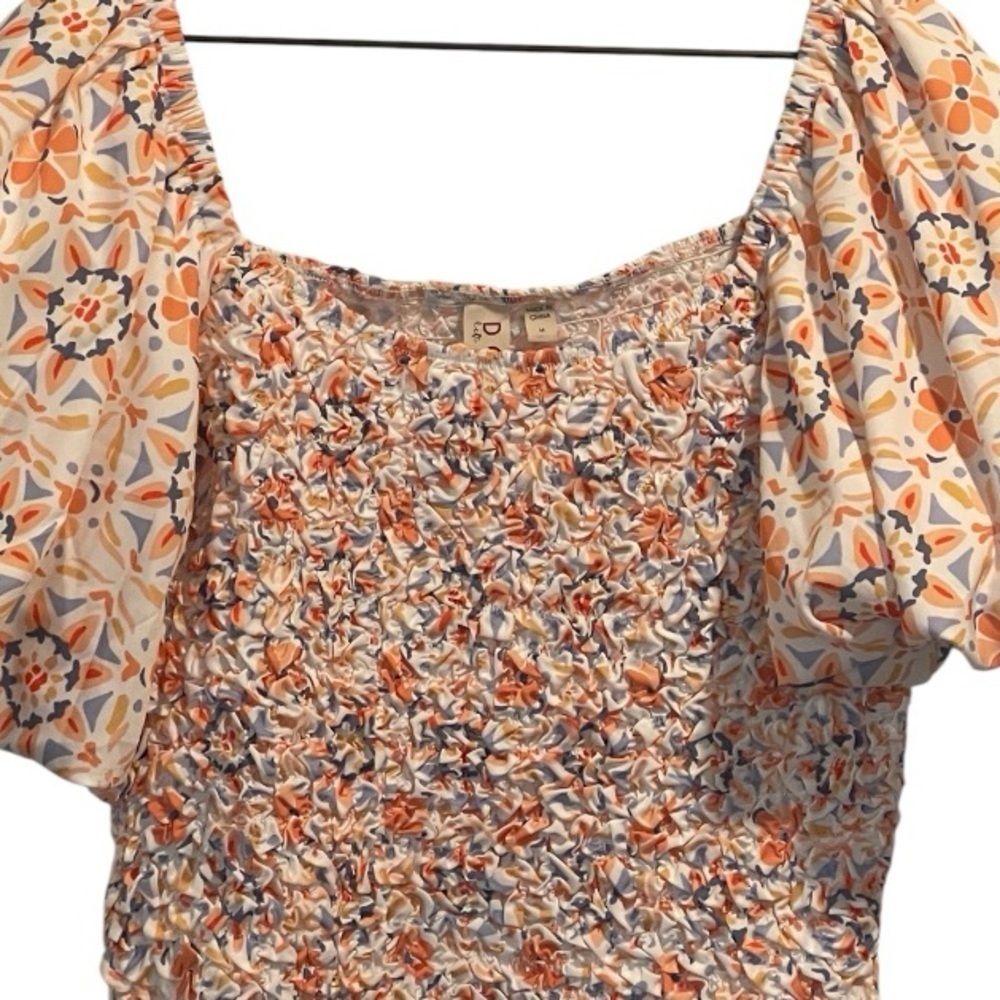 Anthropologie Dolan Multicolor Floral Off-Shoulder Textured Blouse,Puff Sleeve,M - Picture 12 of 13